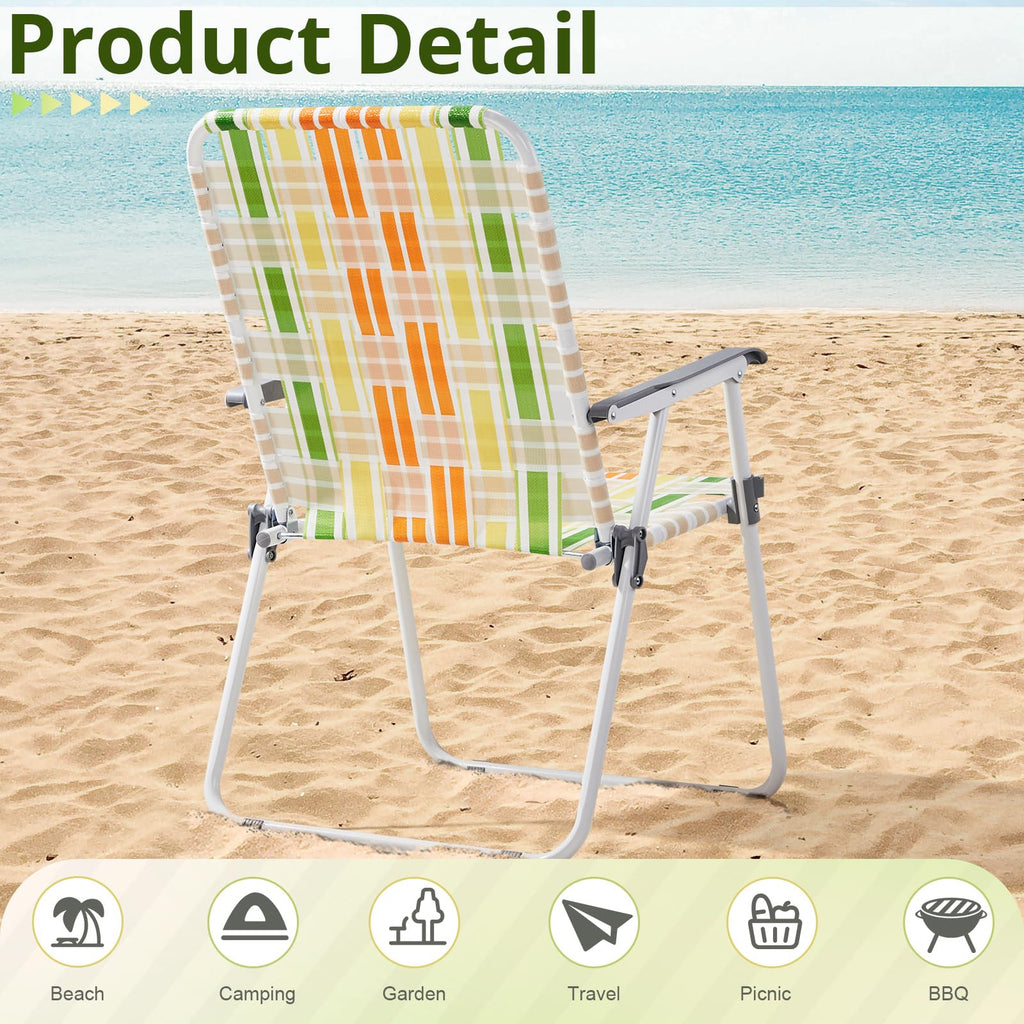 Oversize Webbed Folding Lawn Chair Set of 2 Yellow & Green S10632