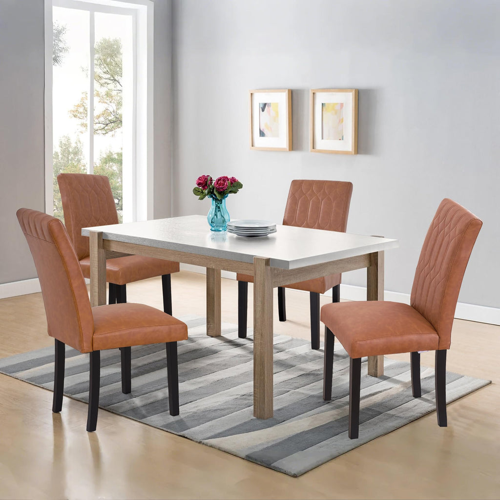 Upholstered Dining Chairs Set of 2 PU Leather Brown V6890