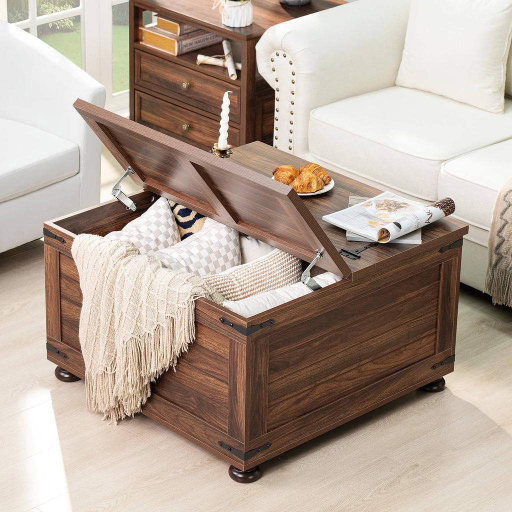 Brown Walnut Coffee Table with Hidden Storage C5398