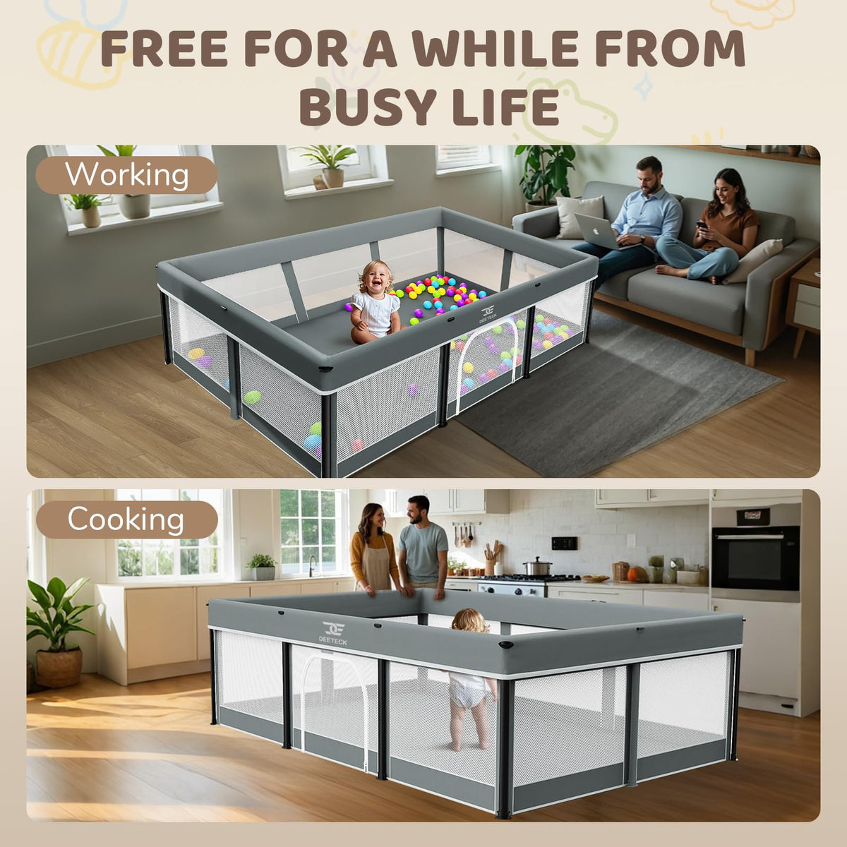 Foldable Baby Playpen with Mat P649920