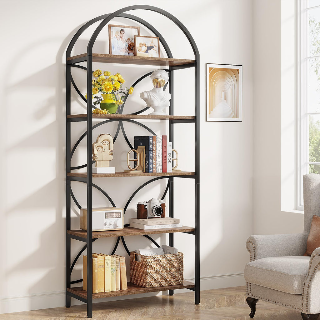 75 Inch Tall Arched 5-Tier Bookshelf U405100