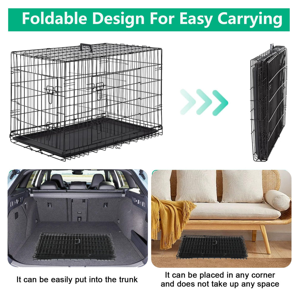42 inch Folding Metal Wire Dog Crate with Double Door G3017