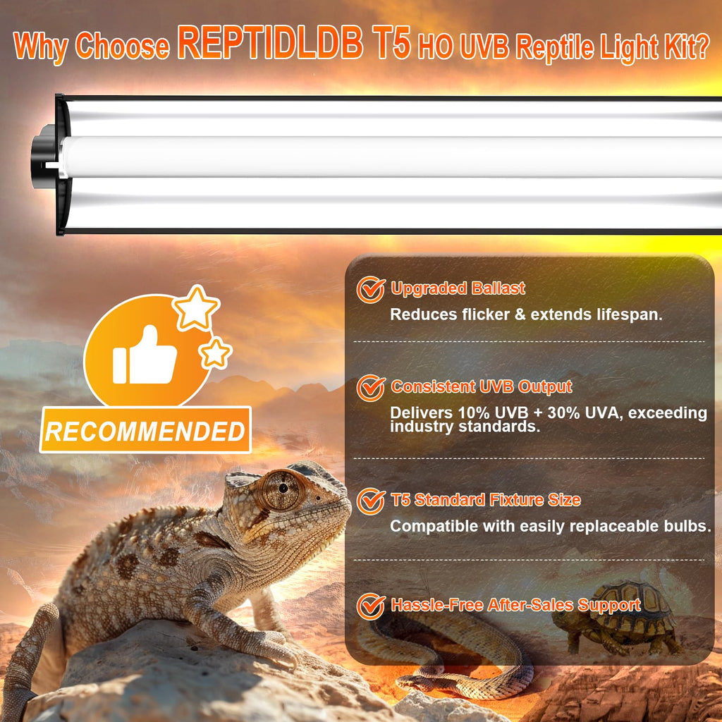 24W T5 UVB Reptile Light Fixture 22" with 2 Pack 24W UVB Bulbs N12040