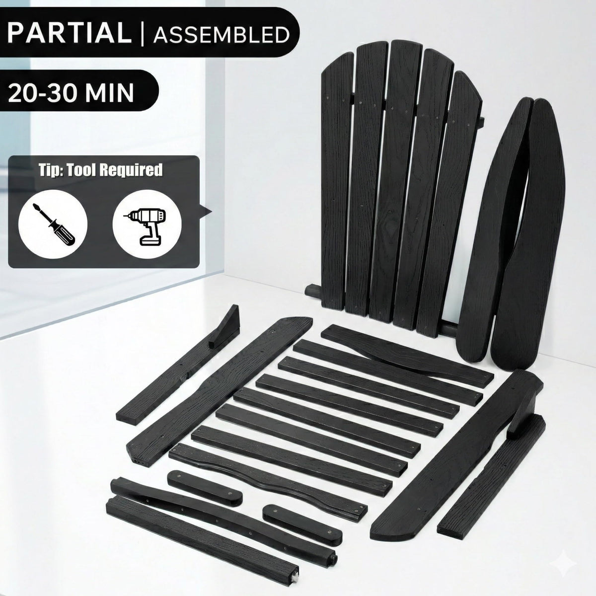 Folding Solid Cedar Wood Adirondack Chair R1188
