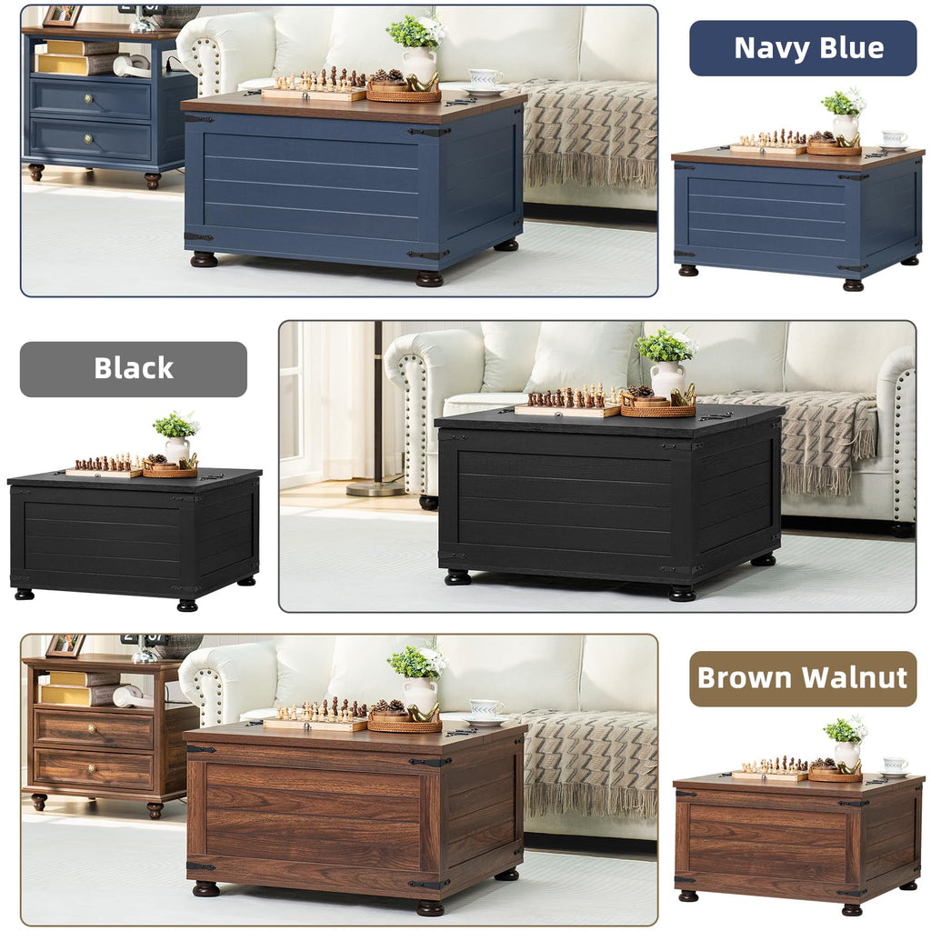 Brown Walnut Coffee Table with Hidden Storage C5398