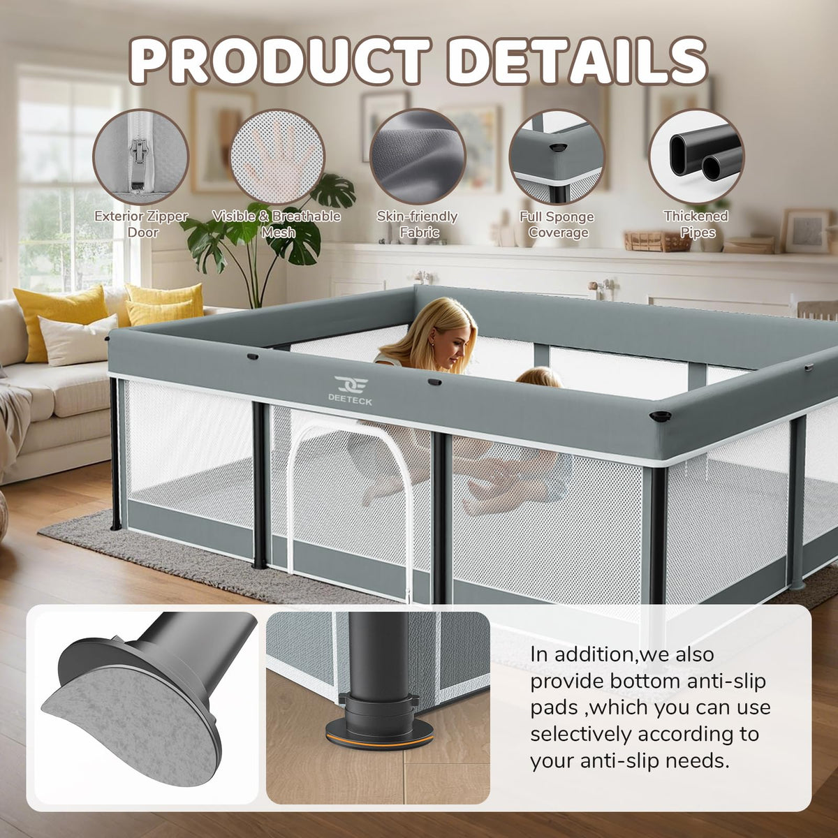 Foldable Baby Playpen with Mat P649920