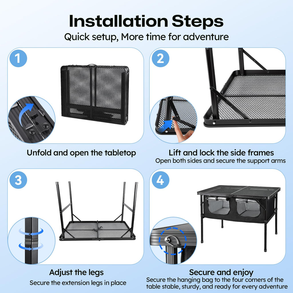 Folding Camping Table with Storage and Cooler Bag K6845