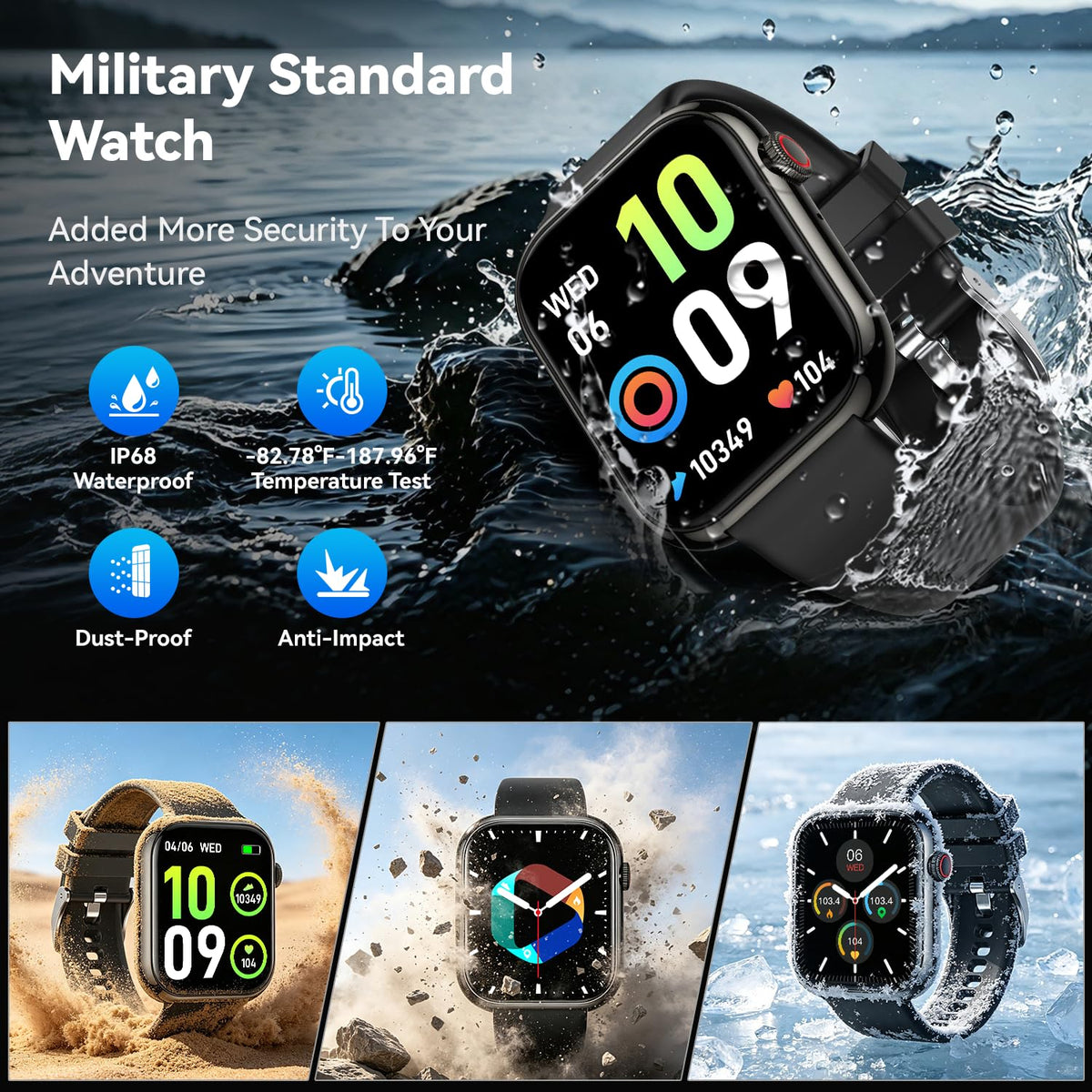 1.85" HD Touchscreen IP68 Waterproof Smart Watch Z4627