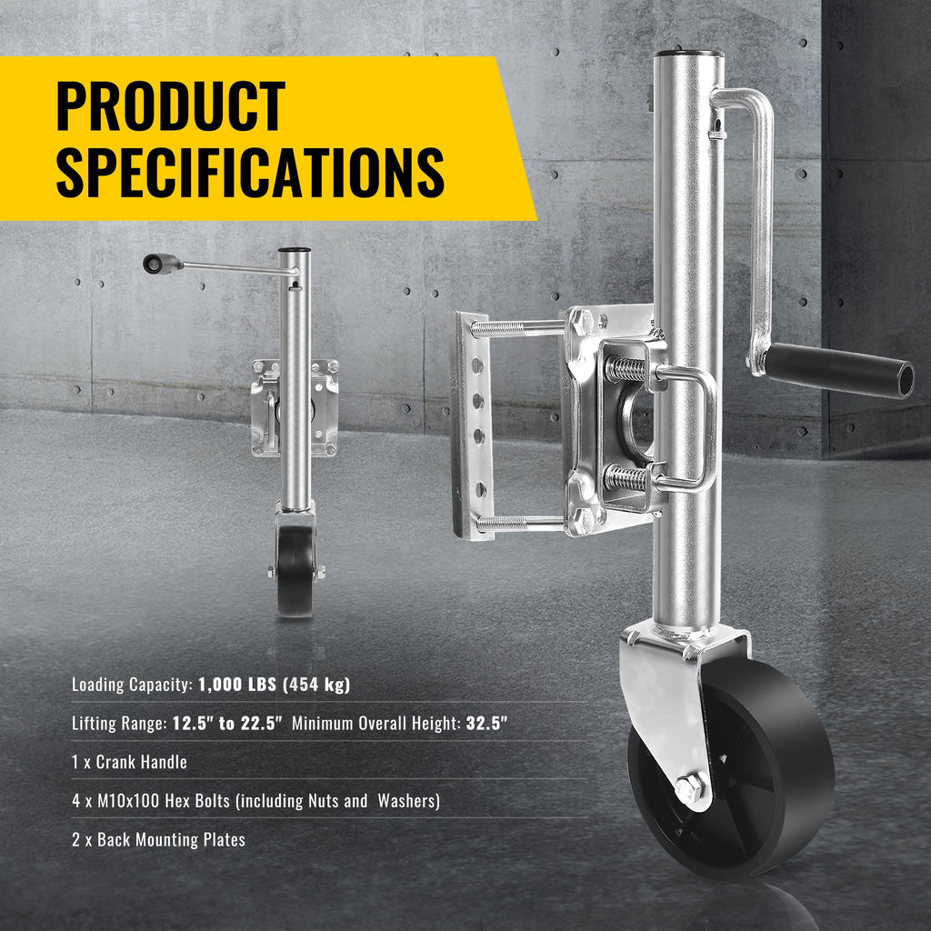 10" 1,000 lb Capacity Trailer Jack with Wheel C746