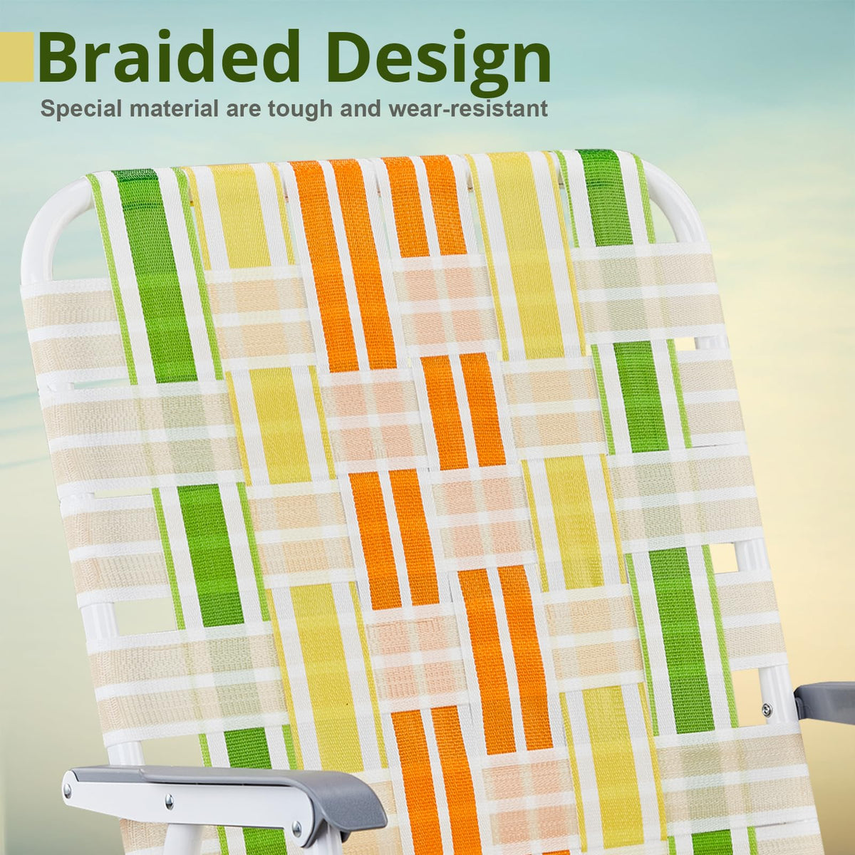 Oversize Webbed Folding Lawn Chair Set of 2 Yellow & Green S10632