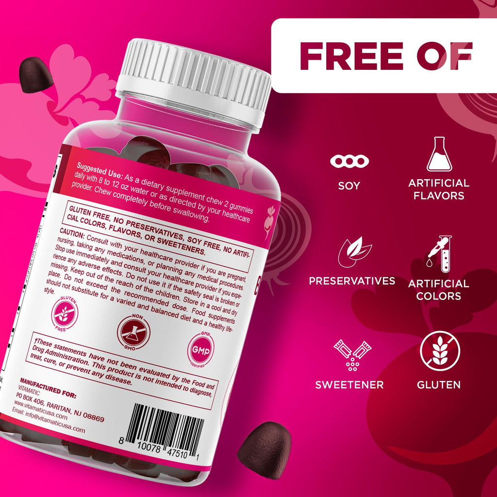 Beet Root Gummies with B6, B12, Grape Seed, Pomegranate & Nicotinamide 60 Count L590888