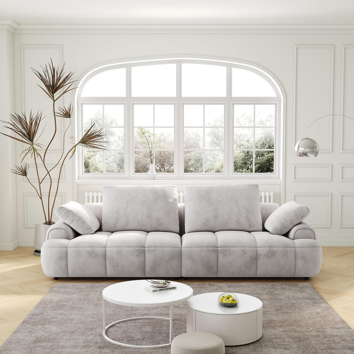 Light Gray Velvet Upholstered Sofa Bed N1815