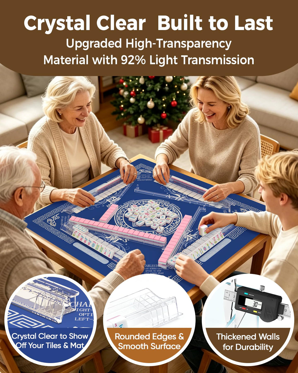 Acrylic Mahjong Racks with Pushers Set of 4 R221040