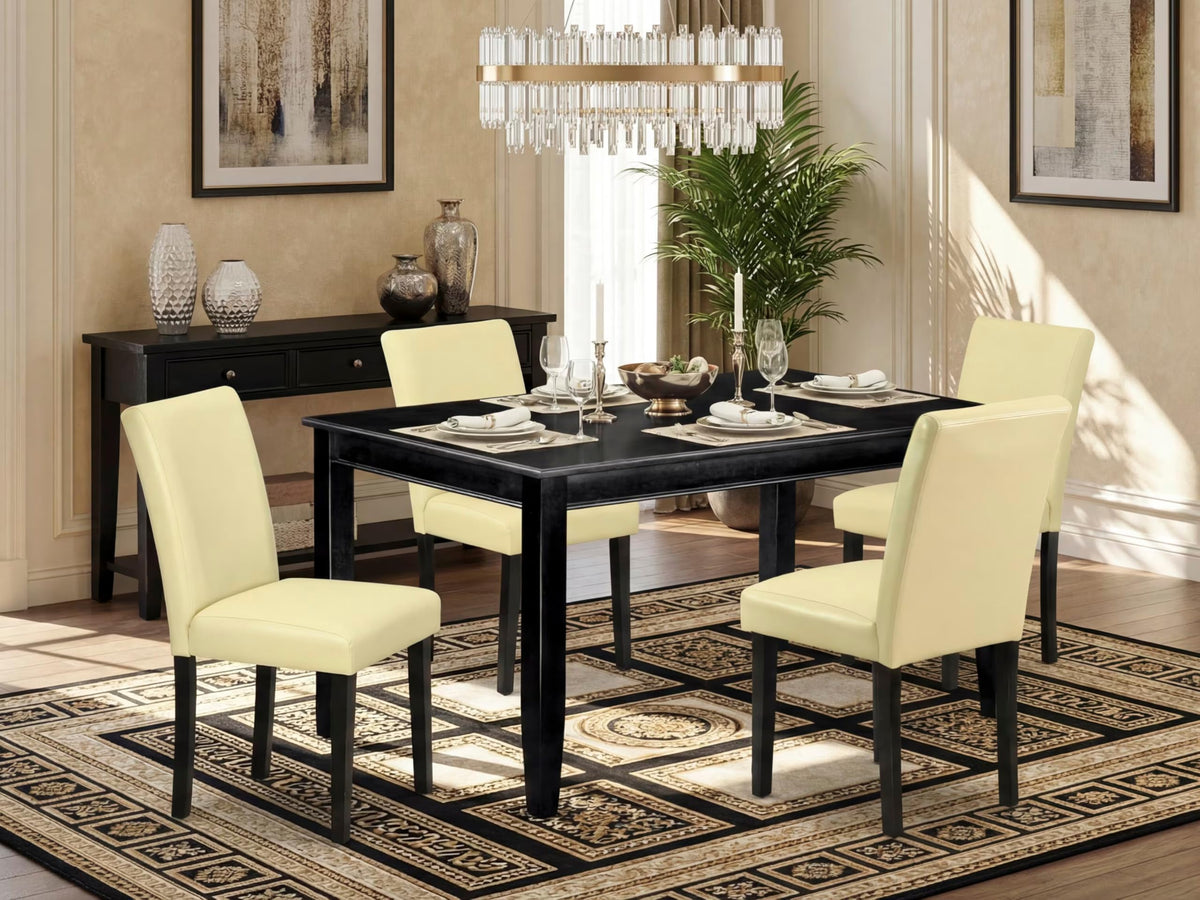 5 Piece Black Dining Table Set with 4 Faux Leather Chairs B107687