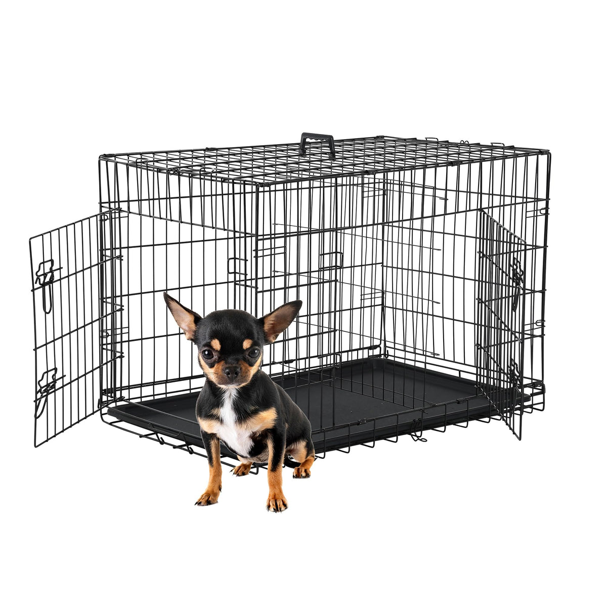 24 inch Folding Metal Wire Dog Crate with Double Door X721