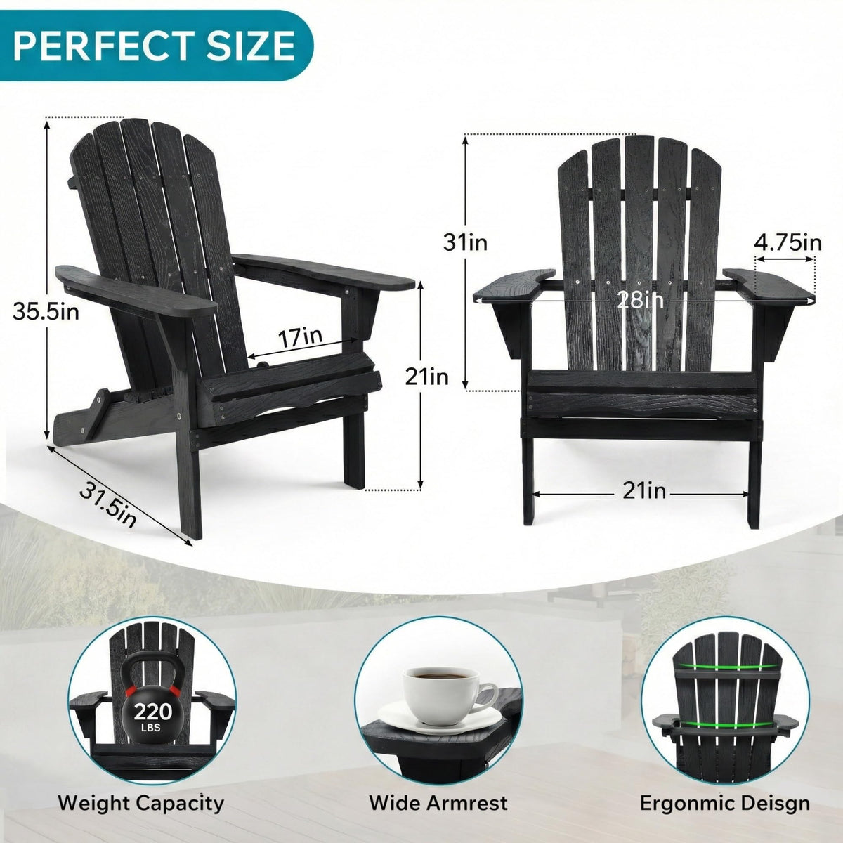 Folding Solid Cedar Wood Adirondack Chair R1188
