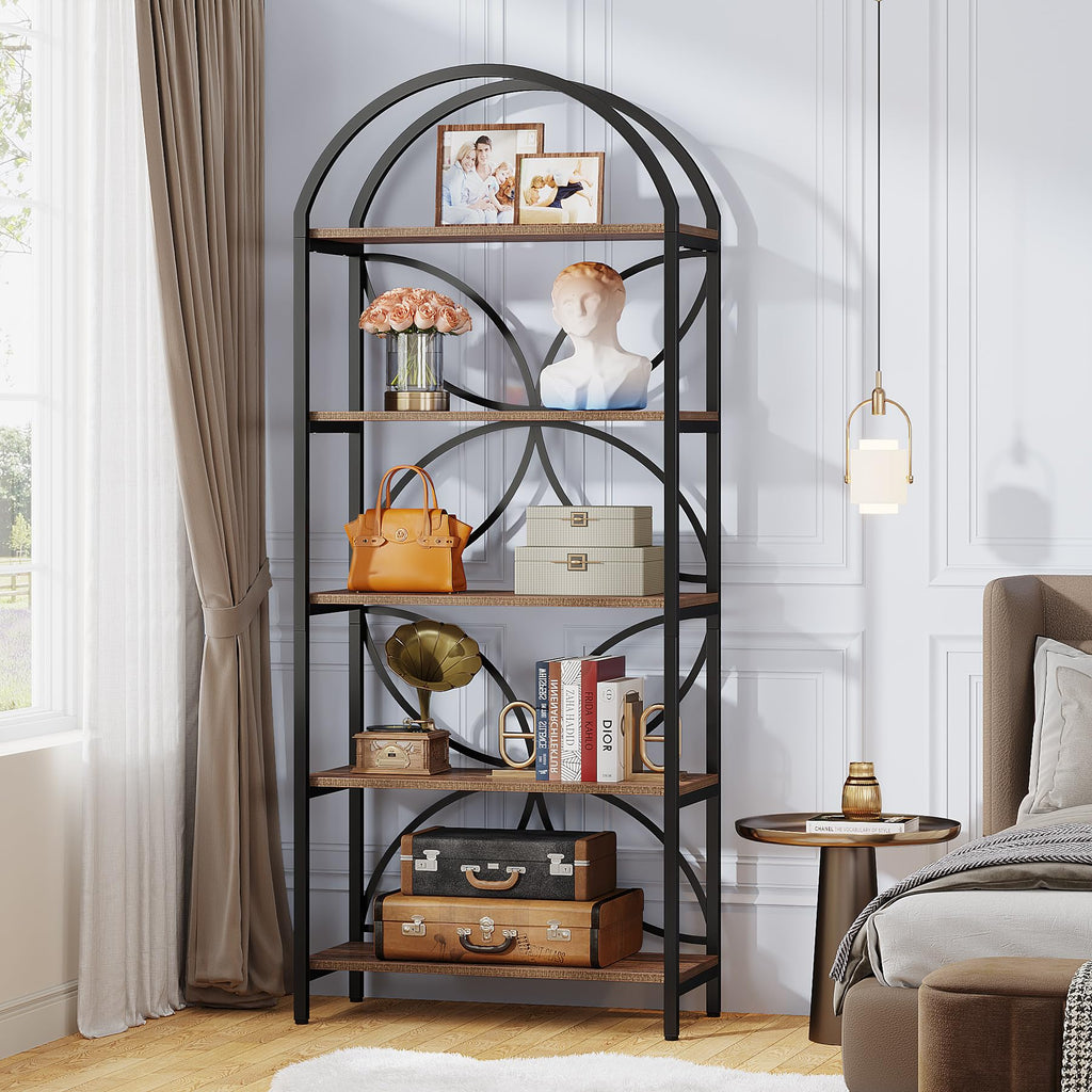 75 Inch Tall Arched 5-Tier Bookshelf U405100