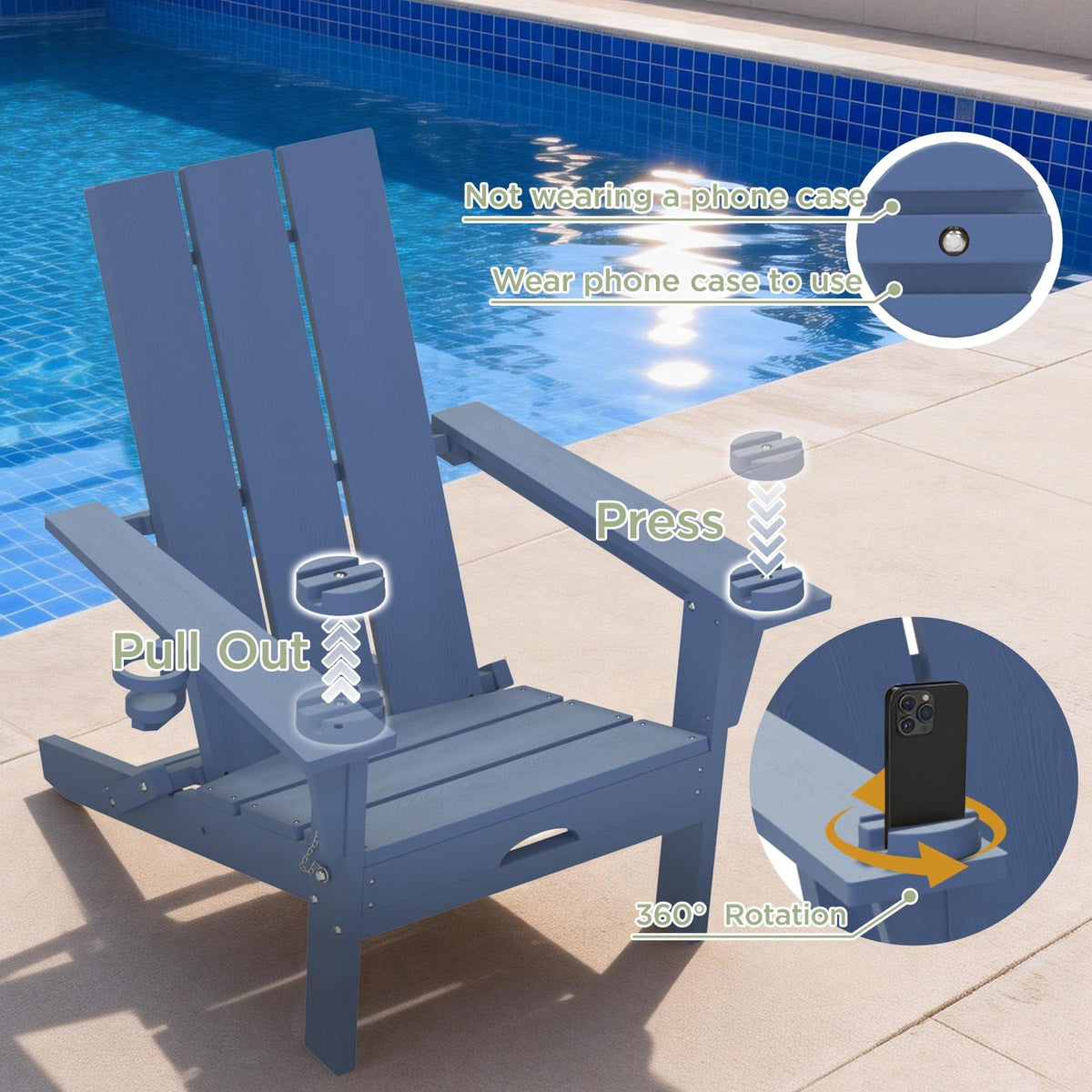 Folding Adirondack Chair with Cup Holder Q272