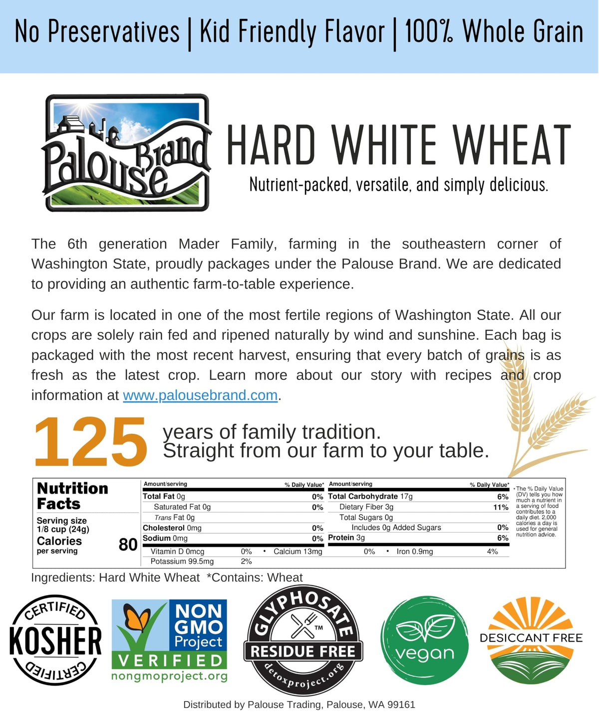 Hard White Wheat Berries 50 lbs F121365