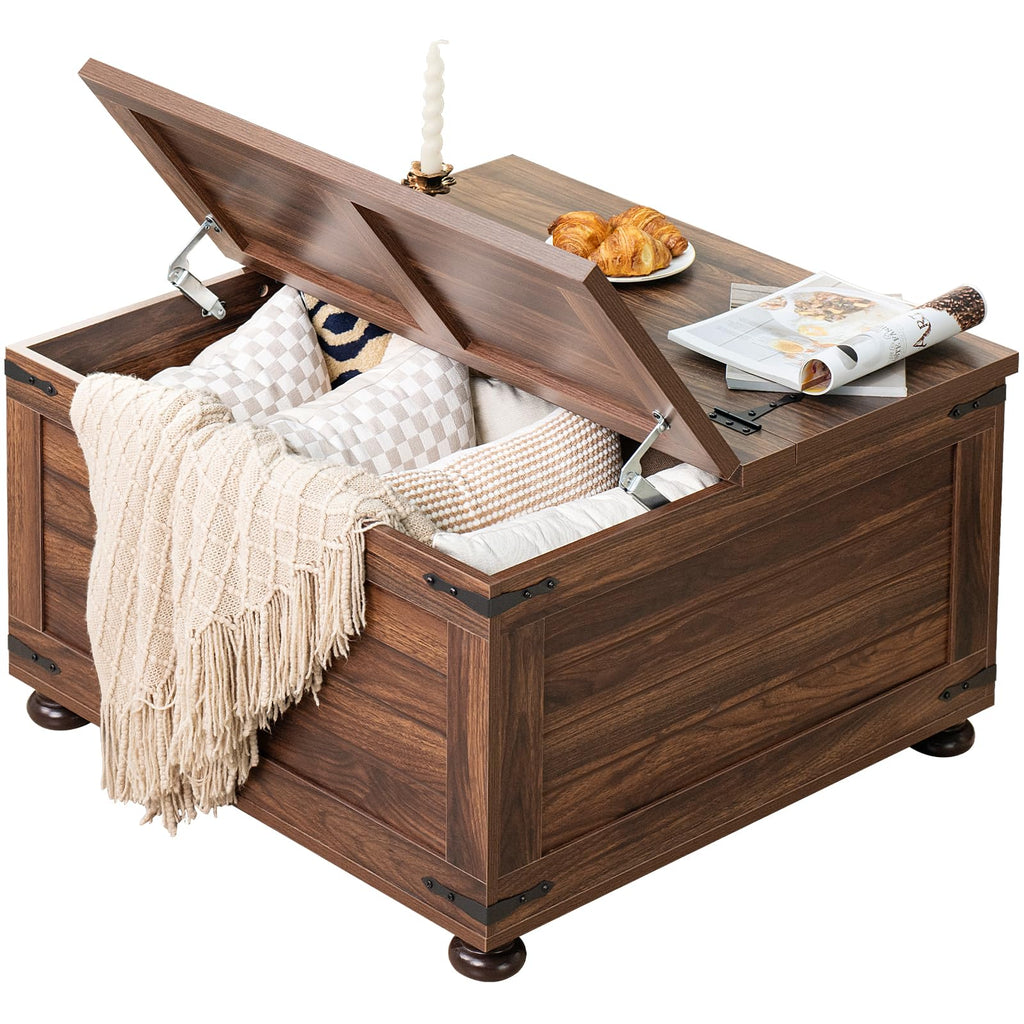 Brown Walnut Coffee Table with Hidden Storage C5398