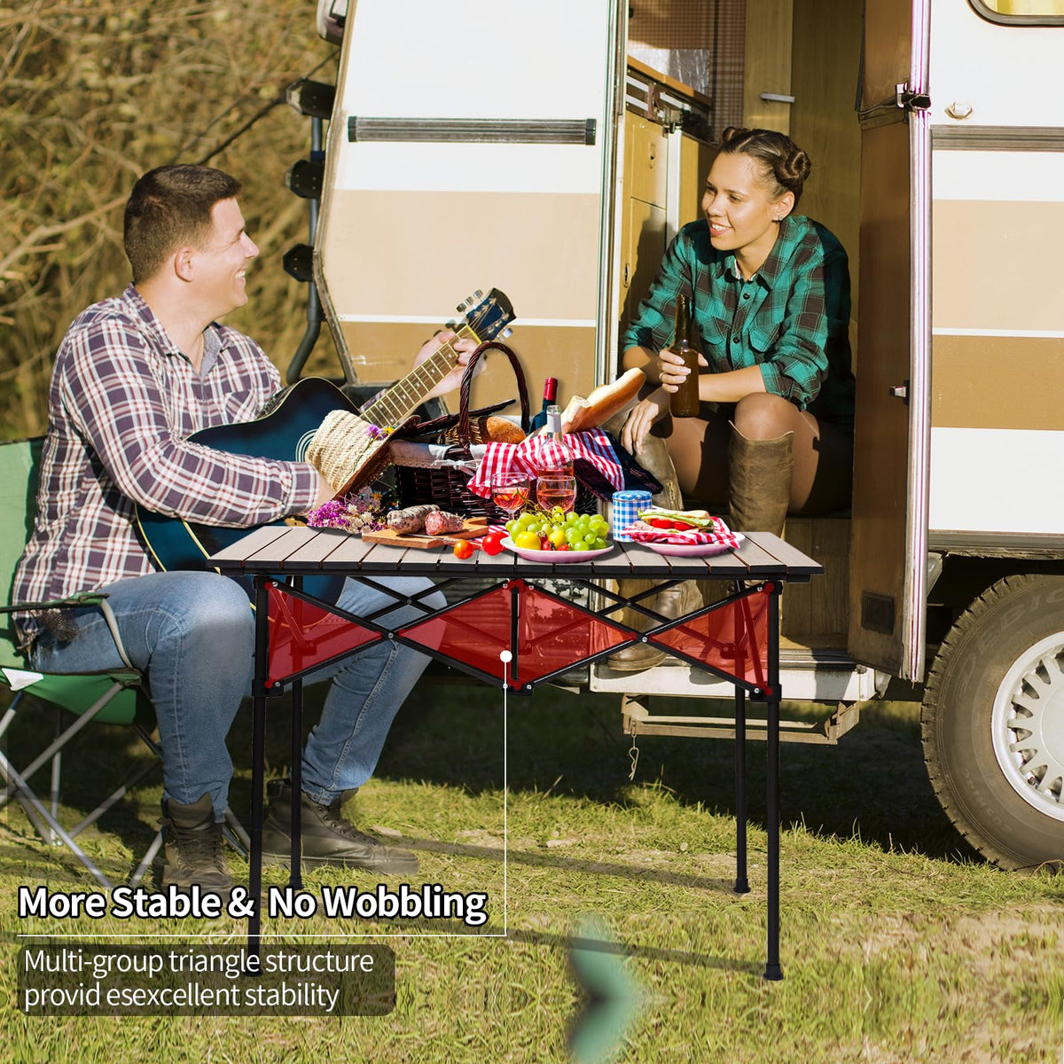 Lightweight Compact Aluminum Camping Table with Carry Bag T413137