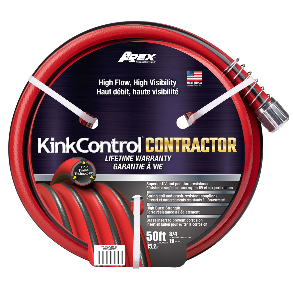 Contractor Grade Hose with Spring Coil and Crush Resistant Couplings 3/4 x 50 ft N359