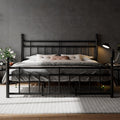 King Size Black Metal Platform Bed Frame with Headboard and Footboard O6912