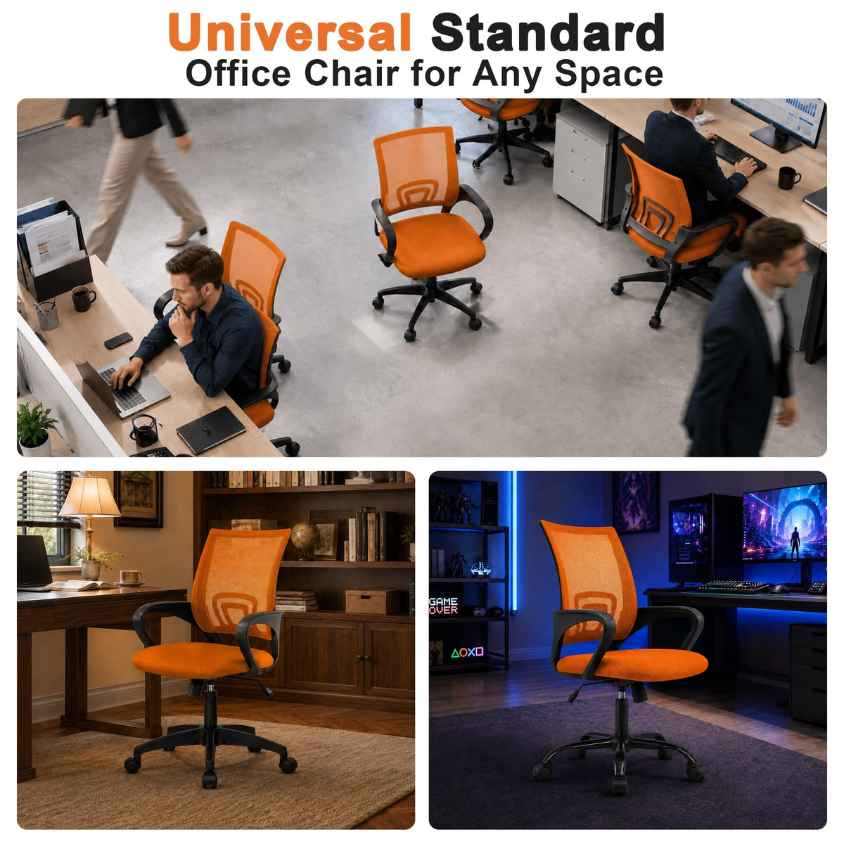 Orange Mesh Ergonomic Office Chair with Lumbar Support H797915