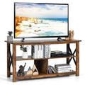 Brown 3 Tier Wood TV Stand with Open Shelves A949