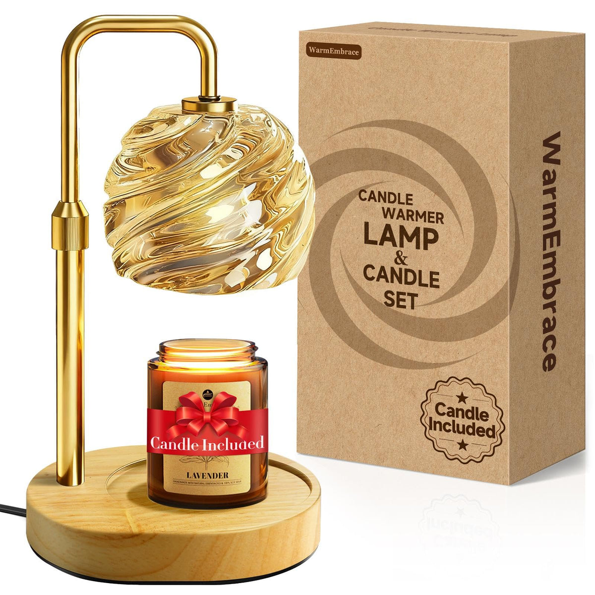 Candle Warmer Lamp with Lavender Candle Set D362172