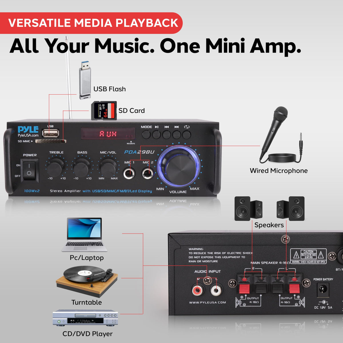 200W Stereo Power Amplifier with Bluetooth D388068