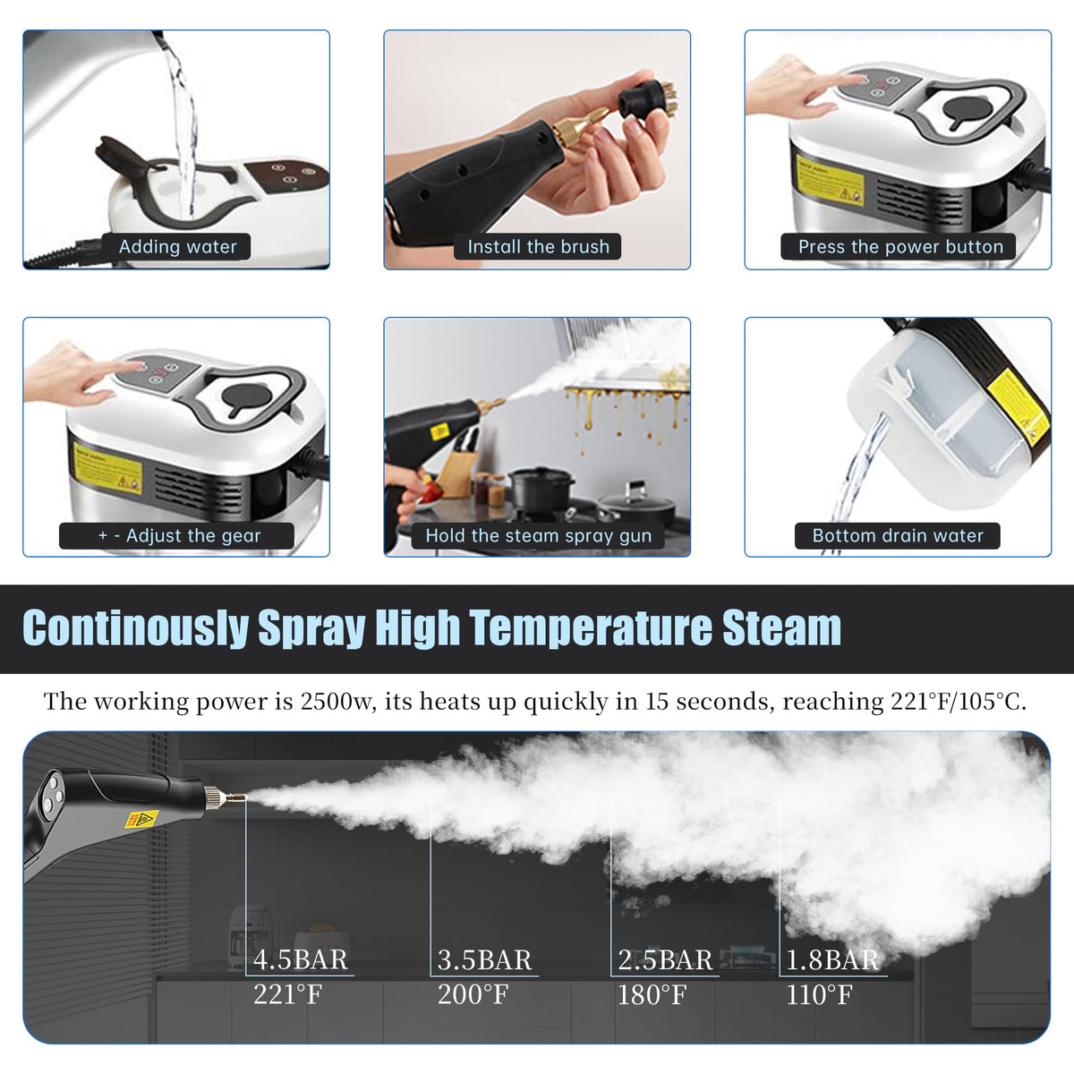 2500W Handheld Steam Cleaner S1859