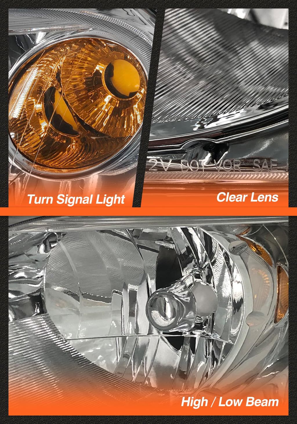 Chrome Headlights Assembly Pair I6450