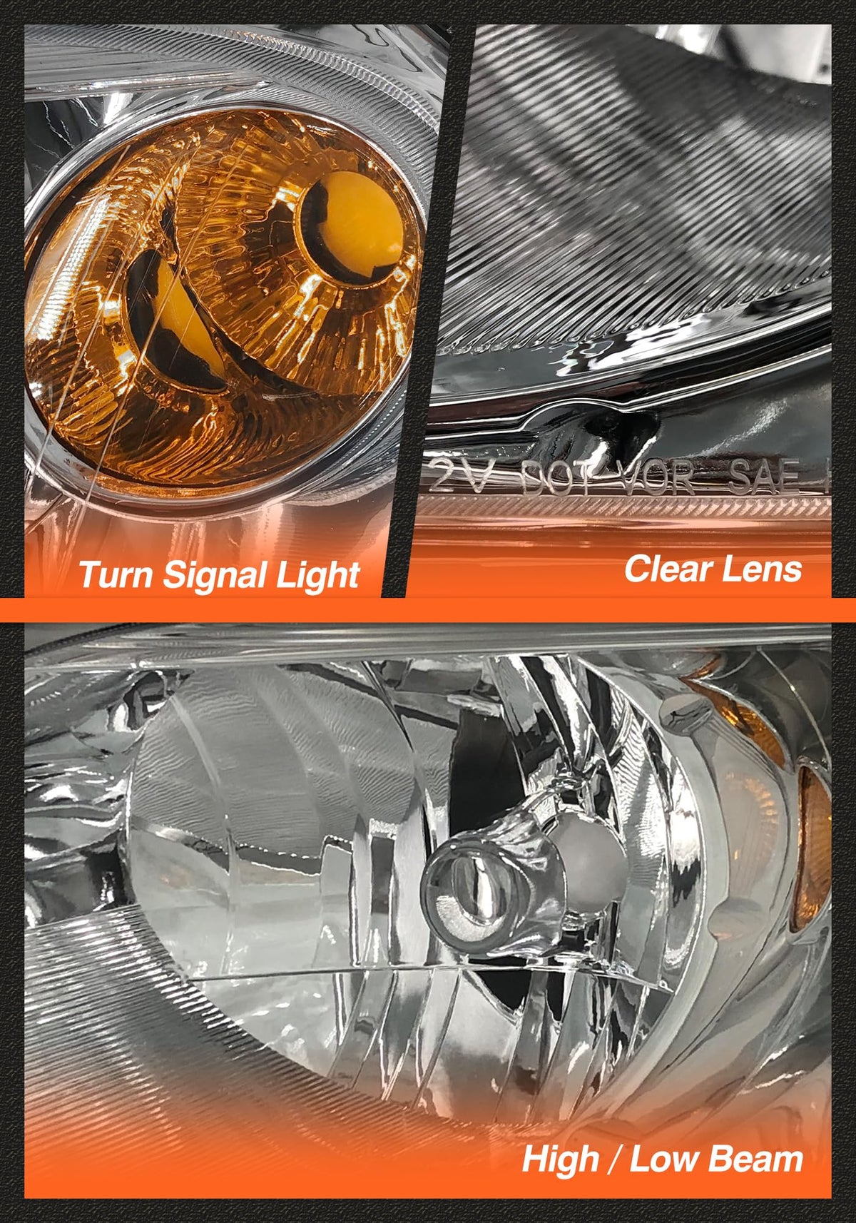 Chrome Headlights Assembly Pair I6450