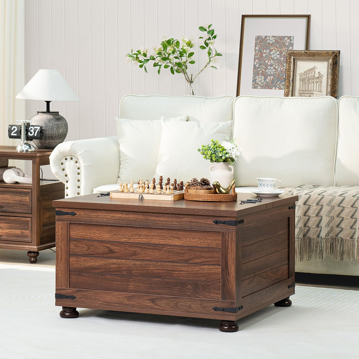 Brown Walnut Coffee Table with Hidden Storage C5398