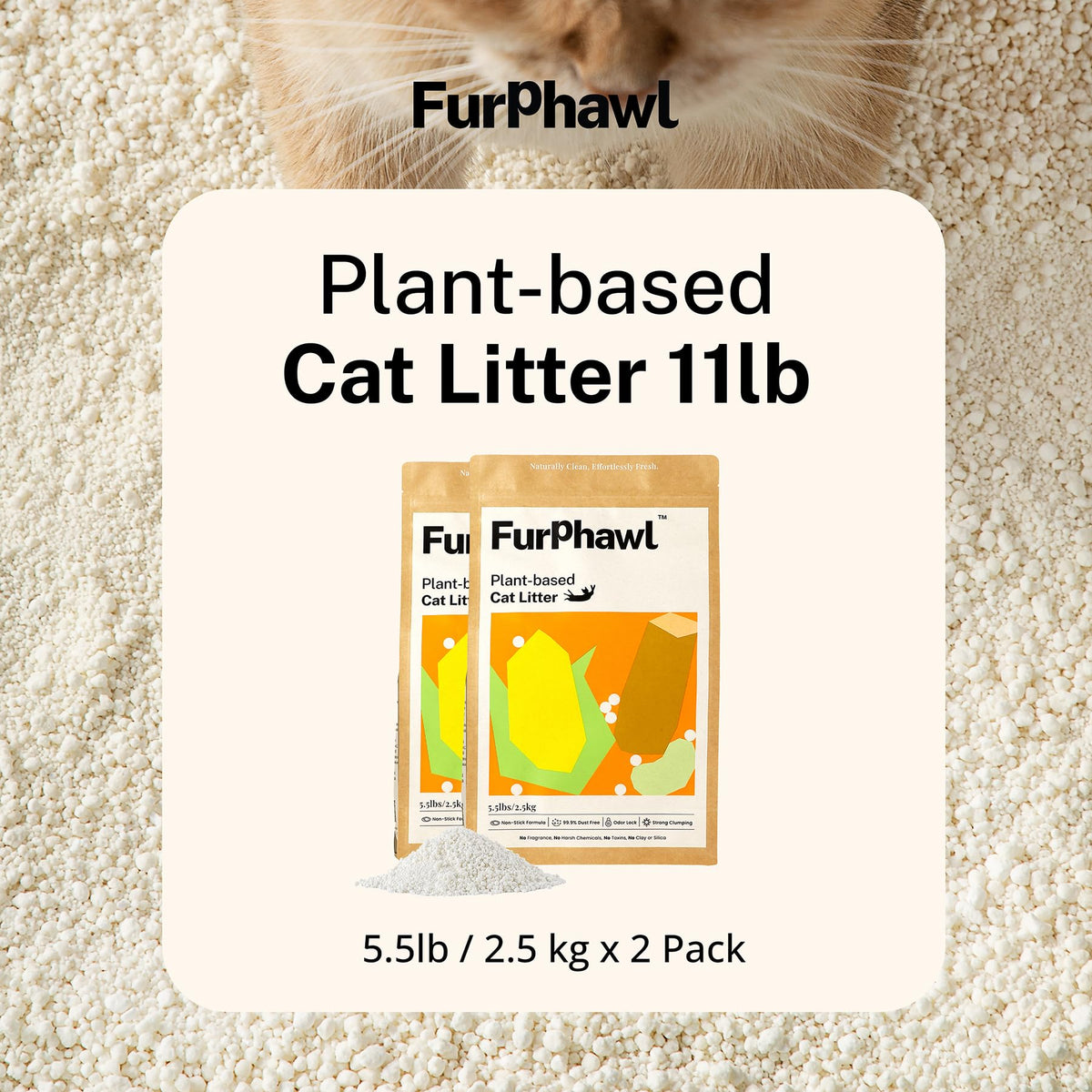 Cassava Plant-Based Clumping Cat Litter 11 lb 2 Bags I7467