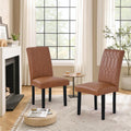 Upholstered Dining Chairs Set of 2 PU Leather Brown V6890