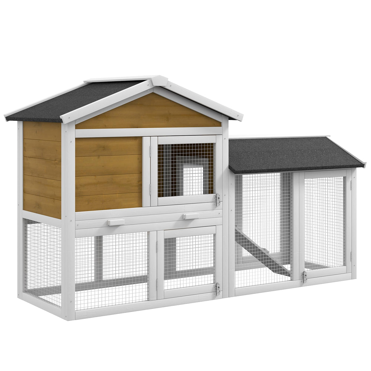 Outdoor Rabbit Hutch, 2-Tier with Ramp and Water-Resistant Roof S98080