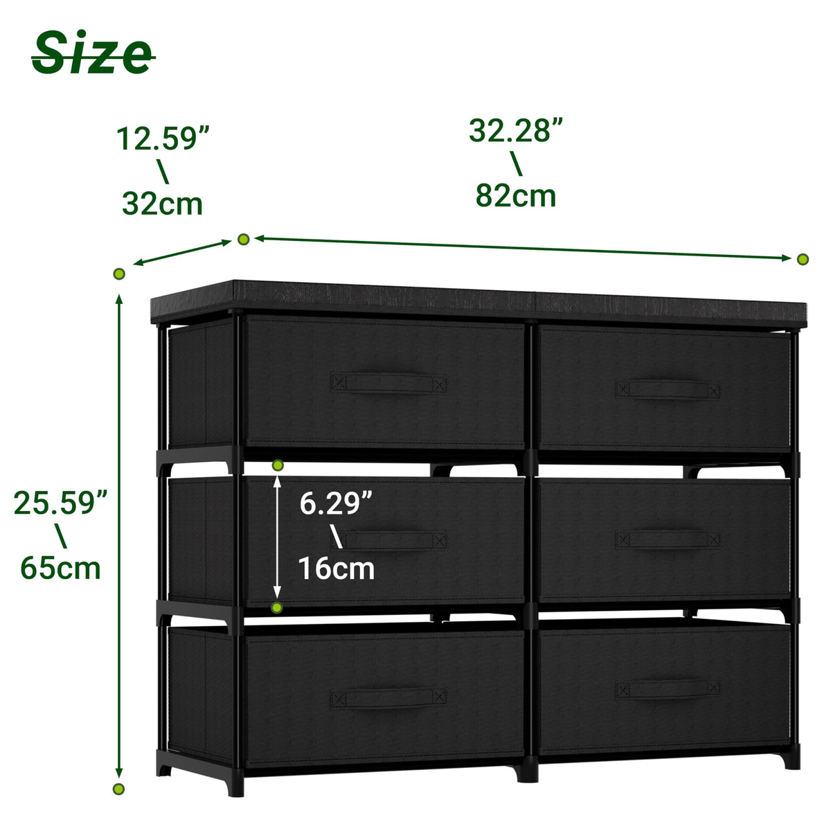 6 Drawer Fabric Dresser Storage Tower I1770