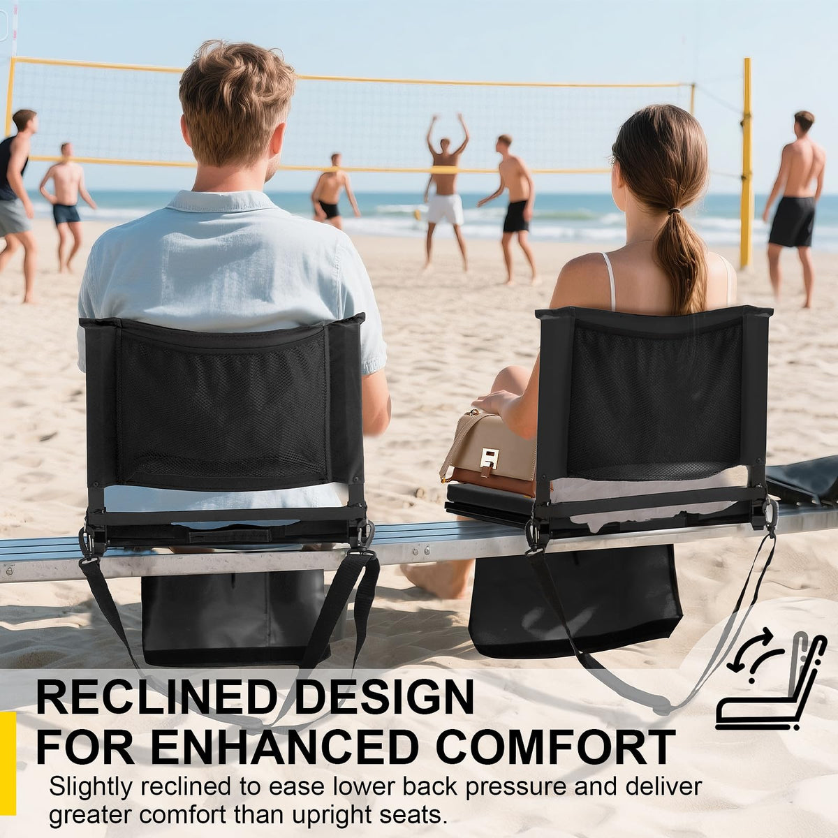 Folding Bleacher Seat with Back Support and Cushion V43365