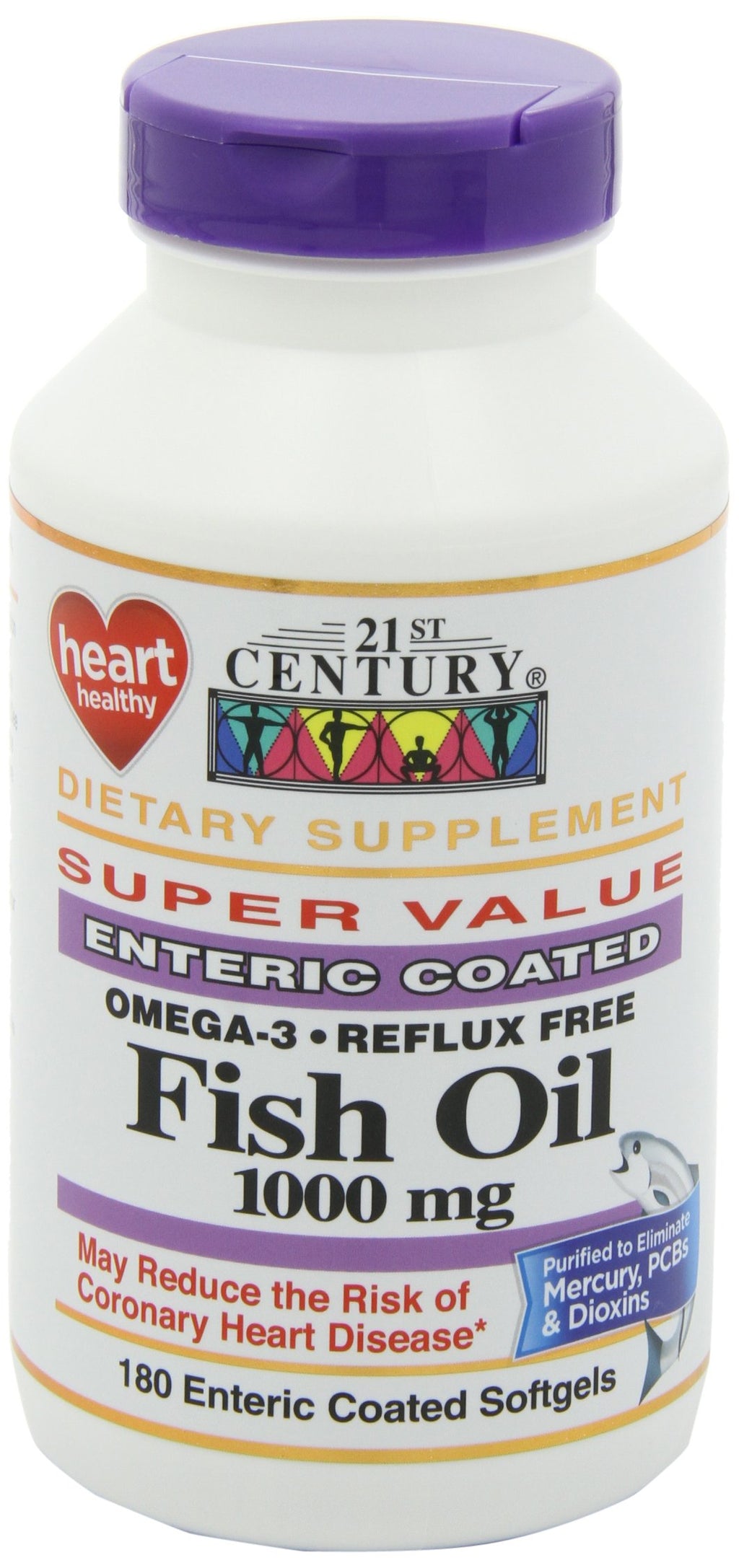 Fish Oil 1000 mg Enteric Coated Softgels 180-Count Pack of 2 S73753