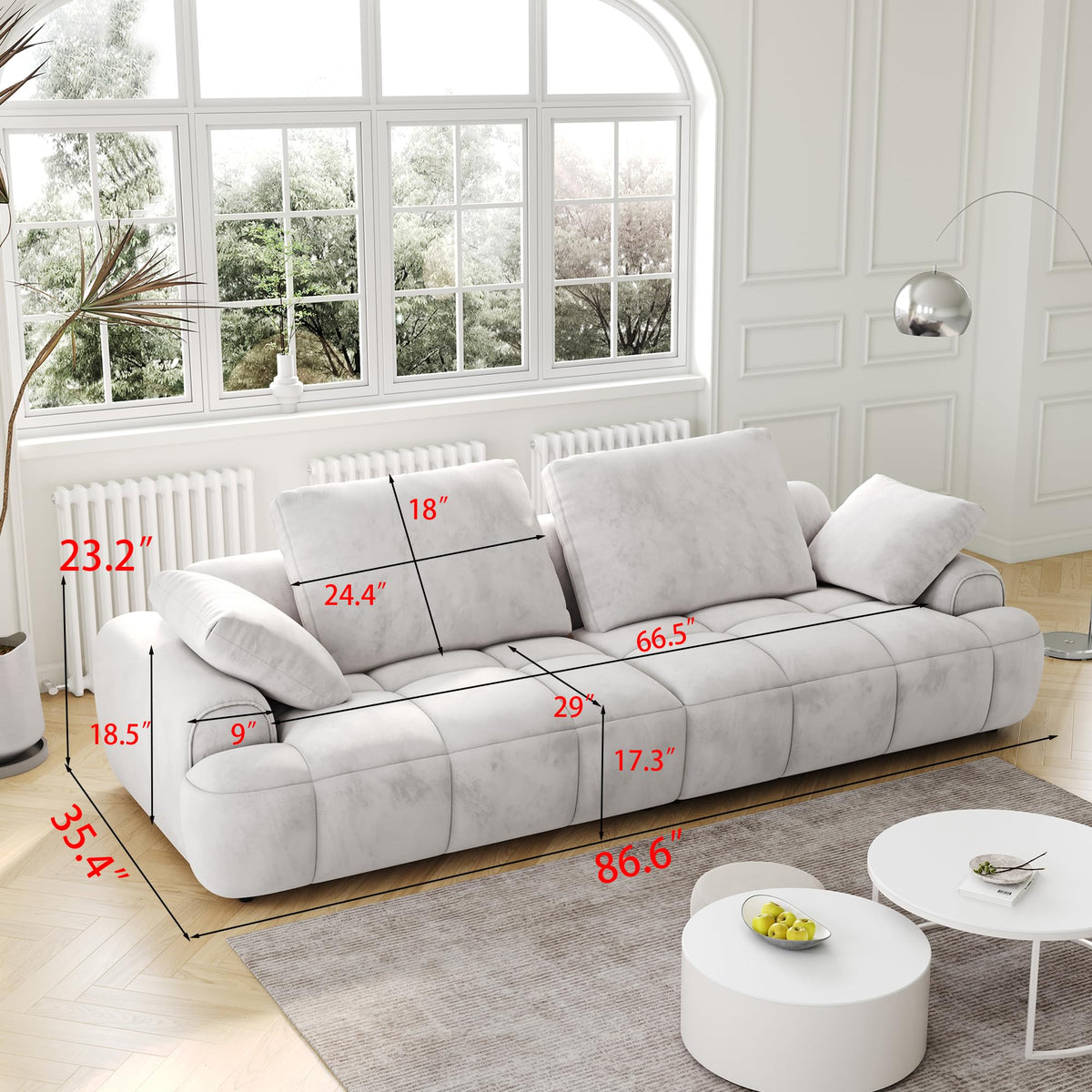 Light Gray Velvet Upholstered Sofa Bed N1815