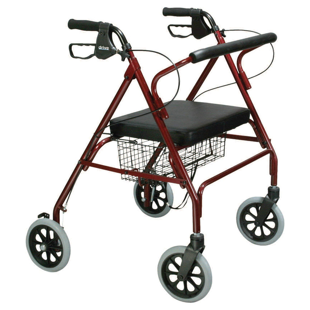 Foldable Bariatric Rollator Walker with Seat, Red M33053