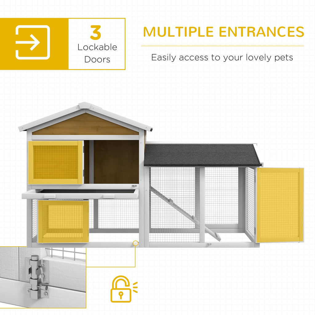 Outdoor Rabbit Hutch, 2-Tier with Ramp and Water-Resistant Roof S98080