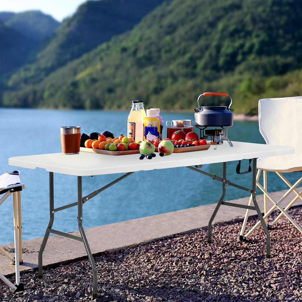 6FT White Portable Plastic Folding Table X483
