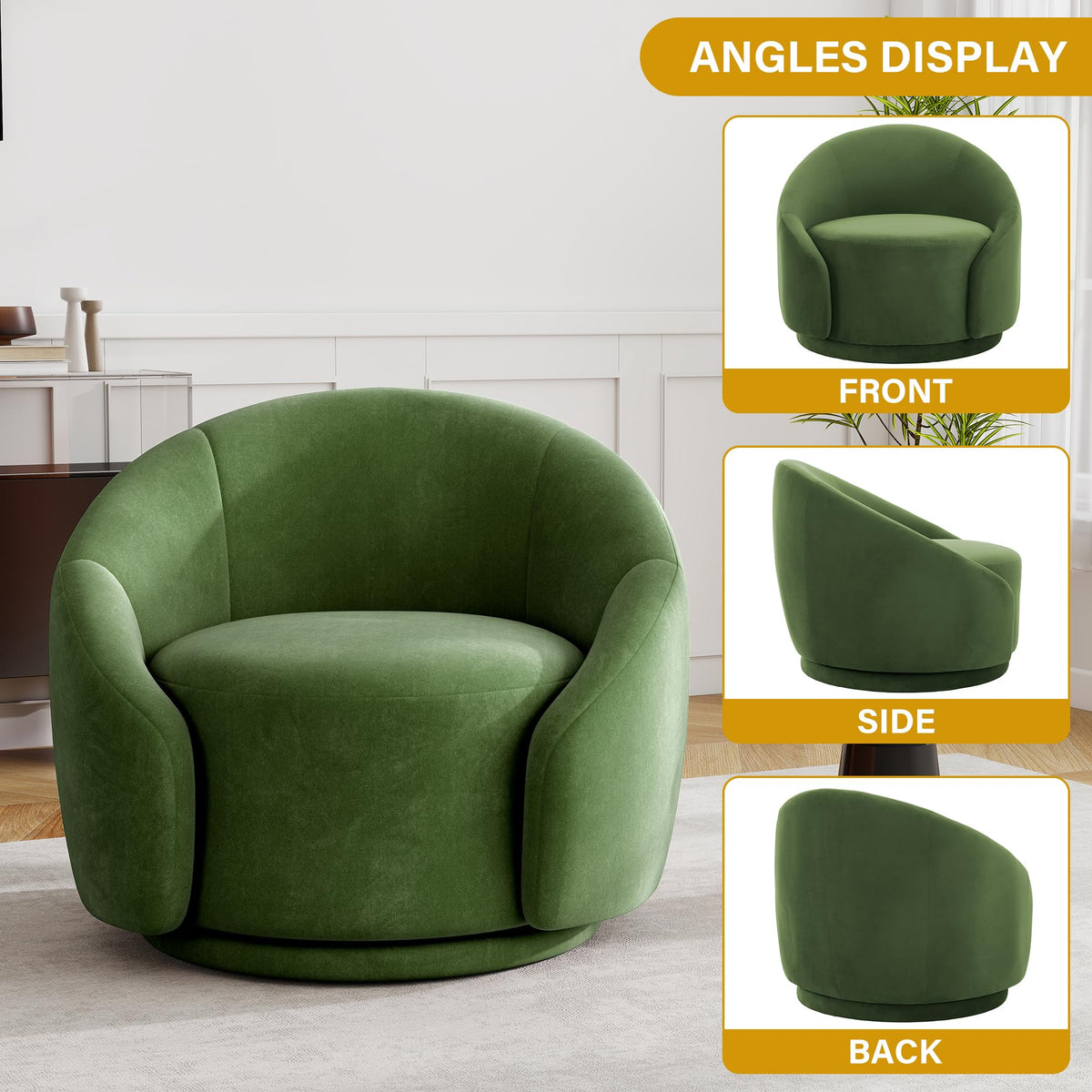Green Velvet Swivel Barrel Chair Set of 2 B535996