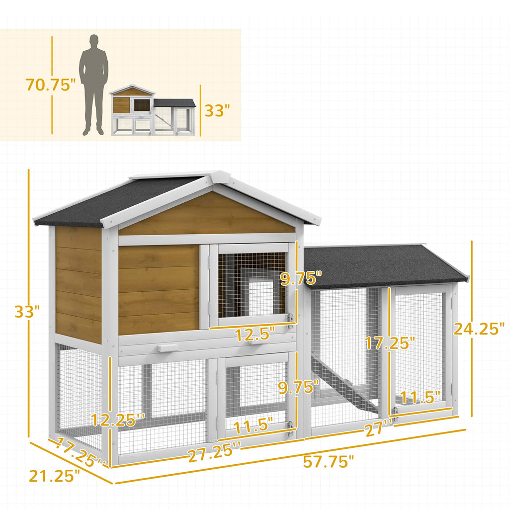 Outdoor Rabbit Hutch, 2-Tier with Ramp and Water-Resistant Roof S98080
