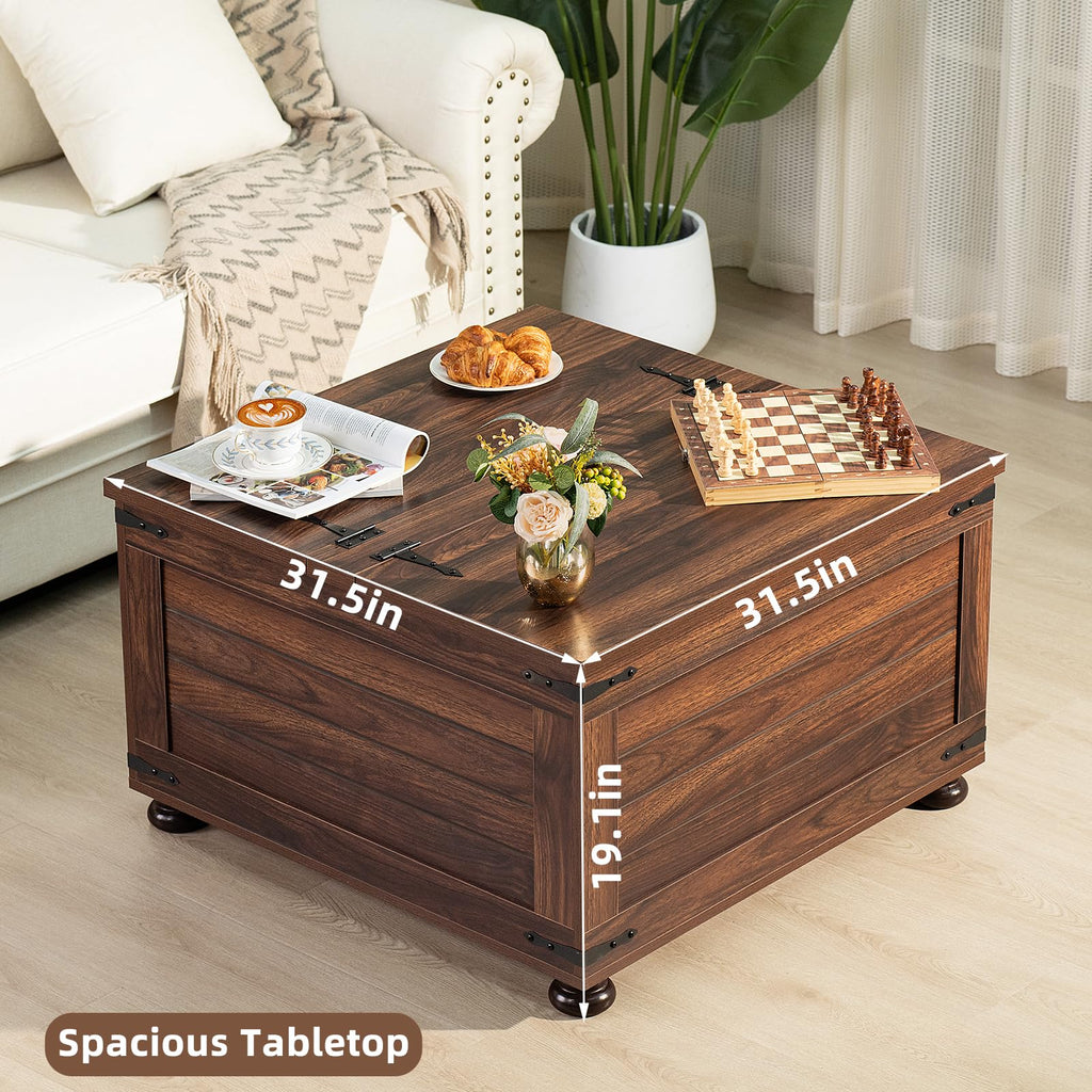 Brown Walnut Coffee Table with Hidden Storage C5398