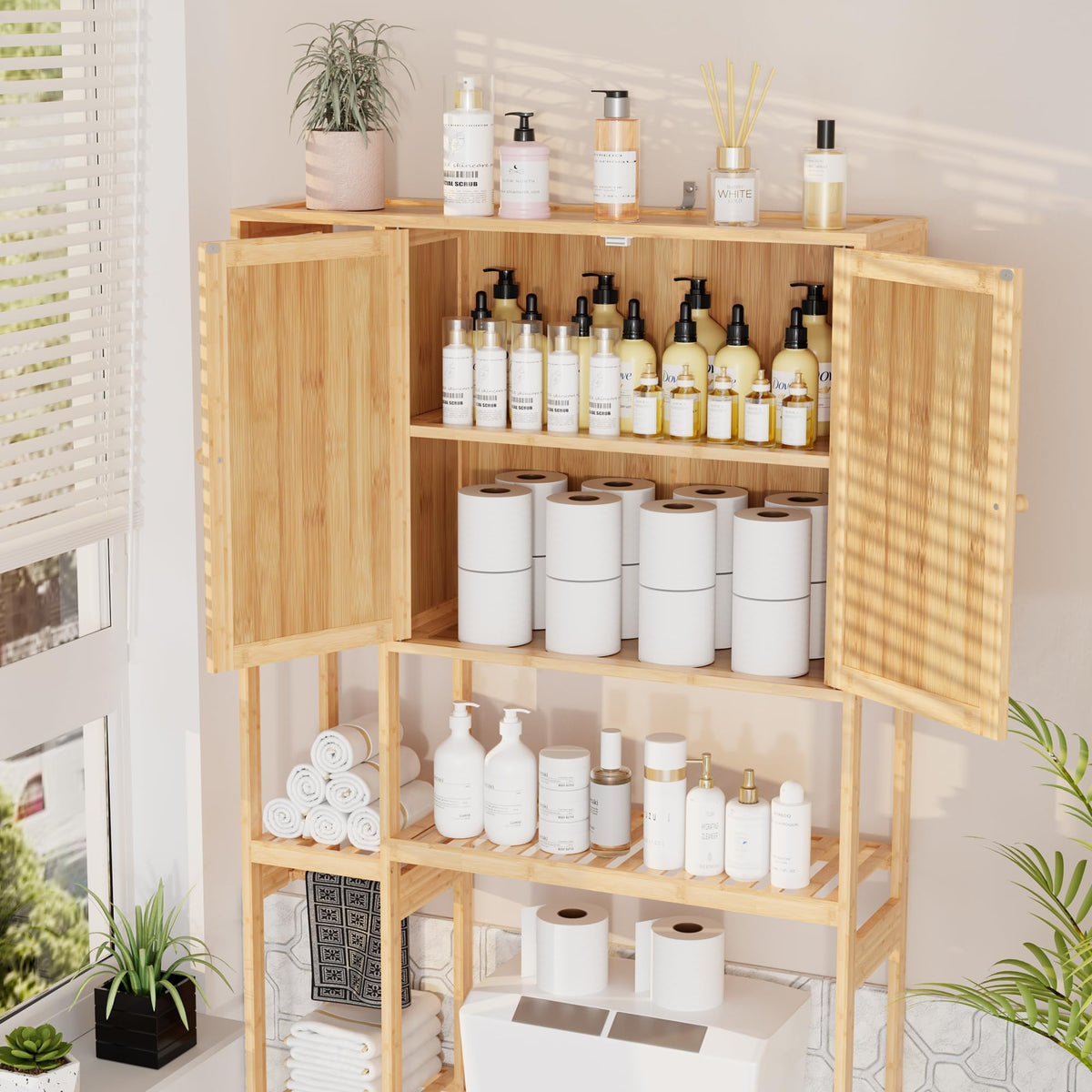 Bamboo Over-the-Toilet Storage Cabinet with Shelves V5104