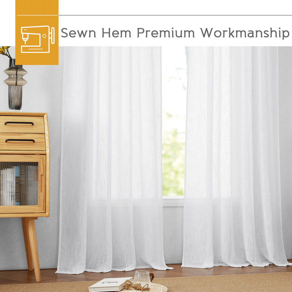 White Sheer Curtains 90 inches Long F4676